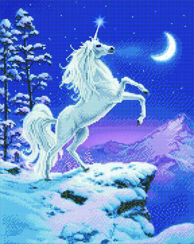 CAK-XLED14: "MOONLIGHT UNICORN" FRAMED LED CRYSTAL ART KIT - 40 X 50 (WITH SPECIAL EFFECTS)