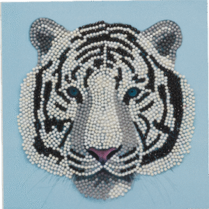 CCK-A77: "White Tiger Head" 18x18cm Crystal Art Card