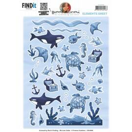 Cutting Sheets - Yvonne Creations - Small Elements Blue Ocean