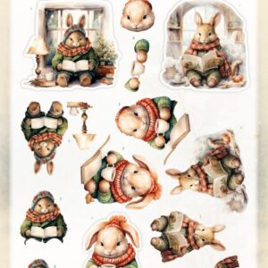3D Cutting Sheet - Berries Beauties - Winter Bunnies - Reading Bunnies