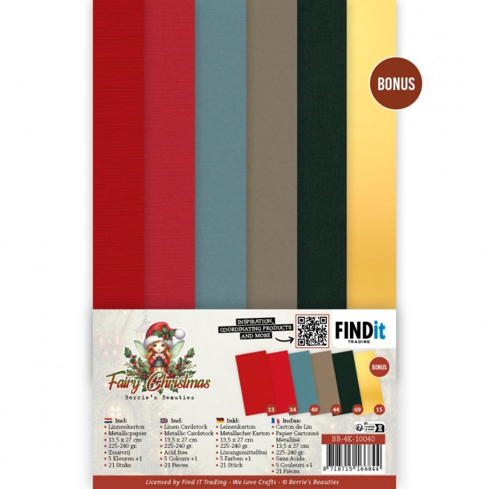 Linen Cardstock Pack - Berries Beauties - Fairy Christmas - 4K